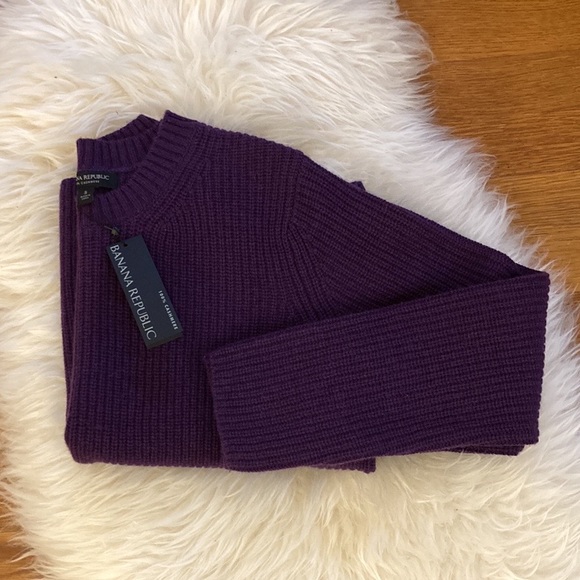 Banana Republic Cashmere Lucia Ribbed Fisherman Knit Sweater - Picture 7 of 8